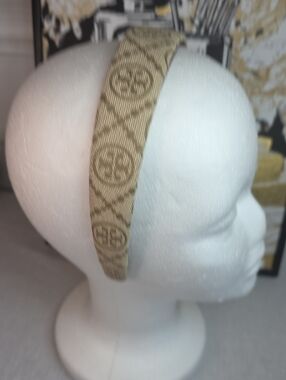 Tory Burch Tan Logo Patterned Headband